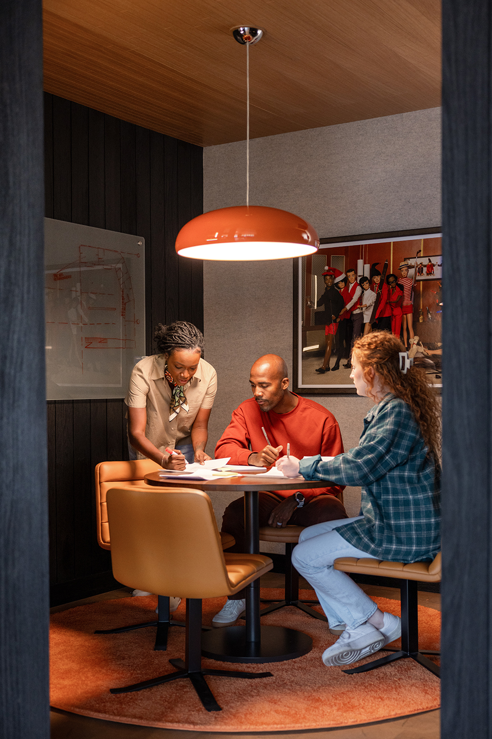 People studying at a table