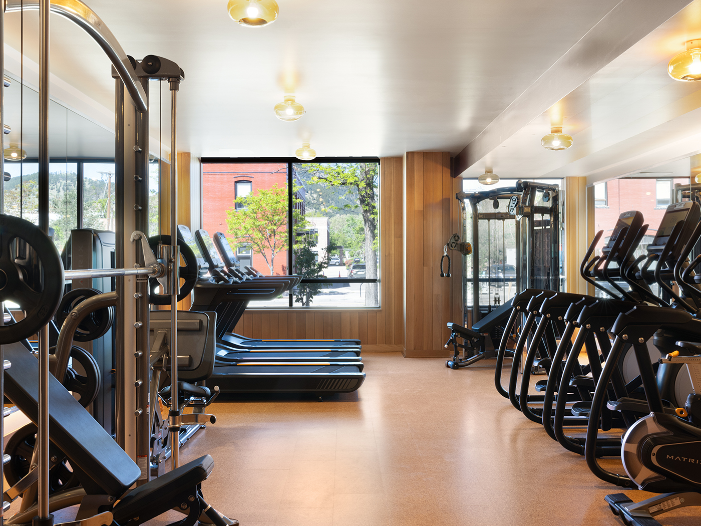 Fitness center with exercise equipment