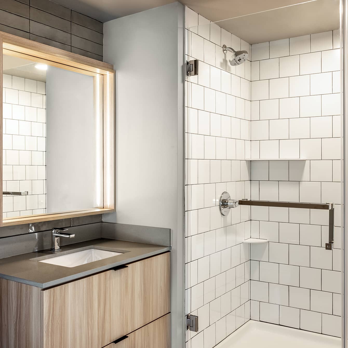 Apartment bathroom with a shower
